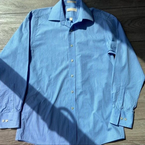 Michael Kors Blue Striped Button Down Dress Shirt - Picture 8 of 14